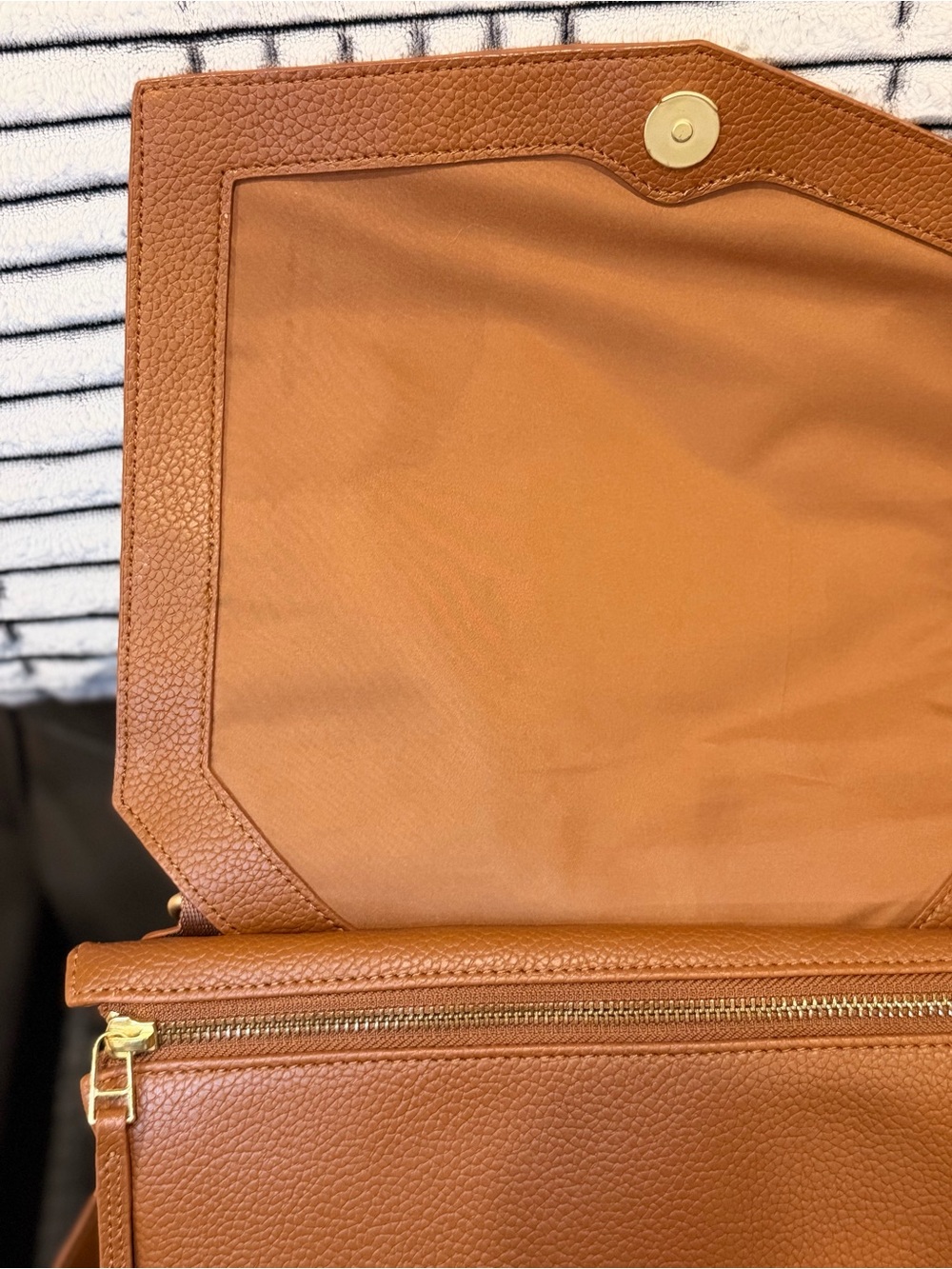 Freshly Picked Classic Diaper Bag ll Cognac Vegan Leather Baby Bag - Picture 5 of 13
